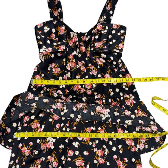 A.L.C x BARNEYS NEW YORK black multicolor silk floral tiered midi dress size 6 - Picture 10 of 10